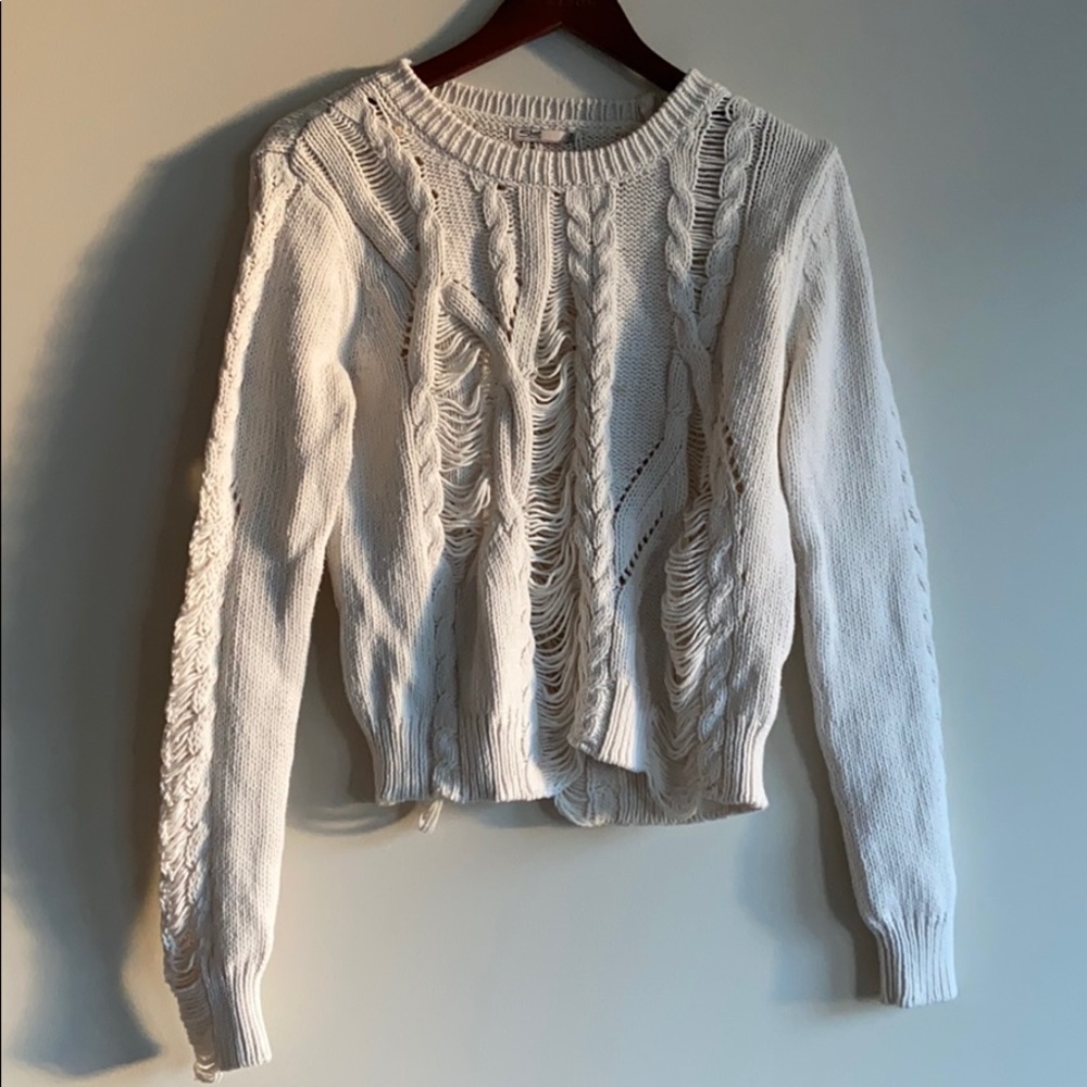 Ripped cable knit sweater from Silver Jeans Co!